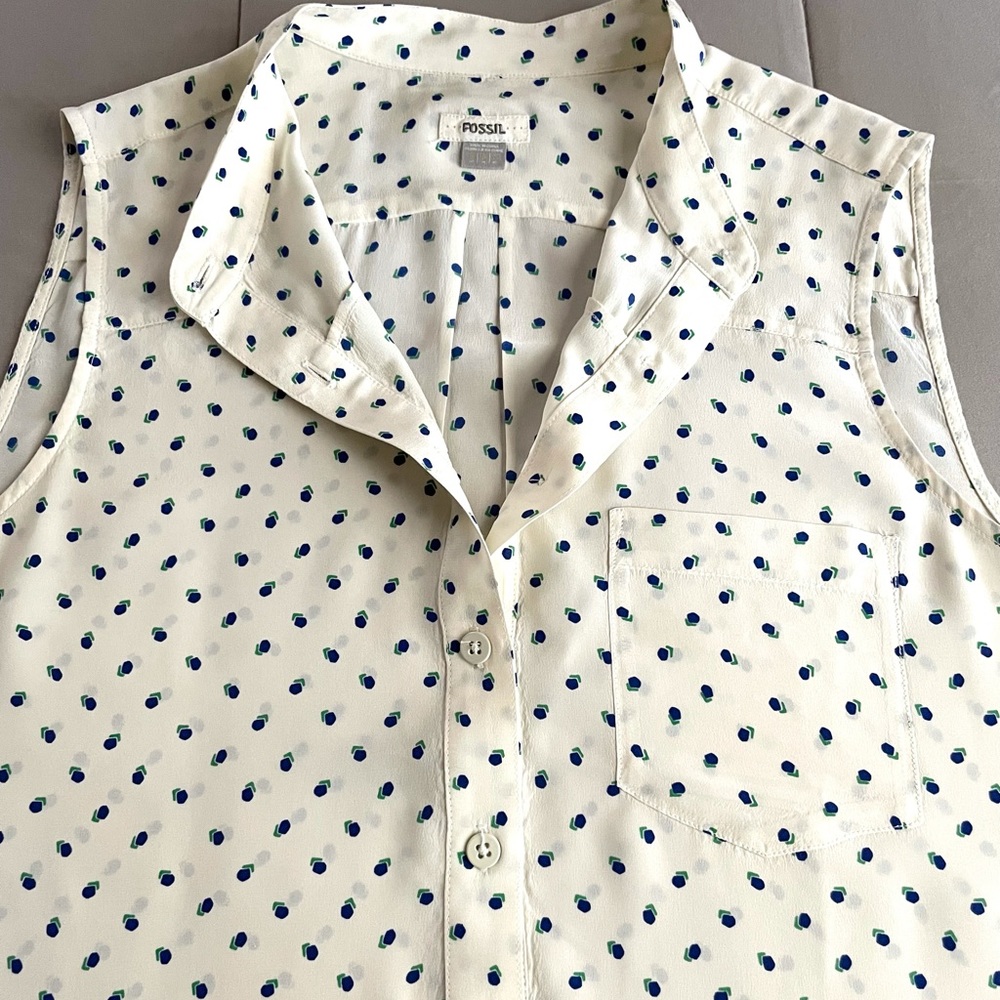 FOSSIL Silk Polka Dot Top